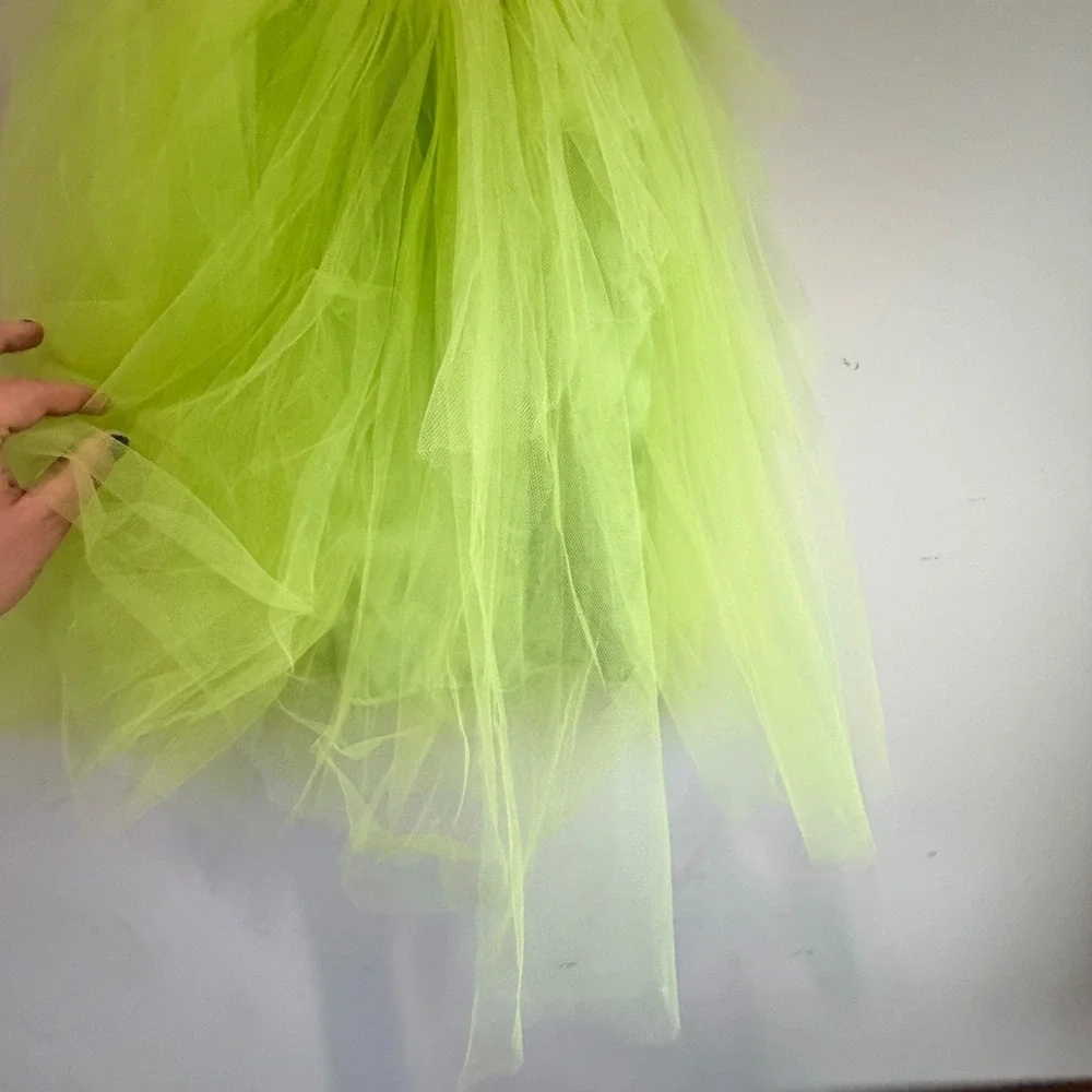 Moo Boos Tulle Tutu Dress Kids Size 6 Floral Neon Green Orange Fun Dressup Fairy